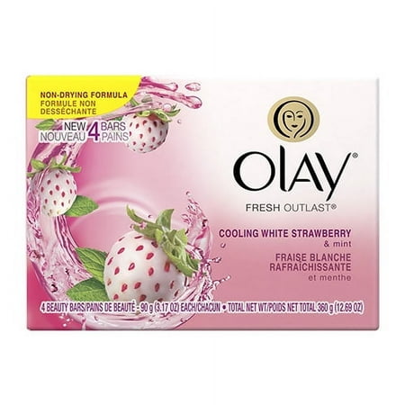 Olay Fresh Outlast Cooling White Strawberry And Mint Soap Bars 3.17 oz, 4 Bars, 2 Pack