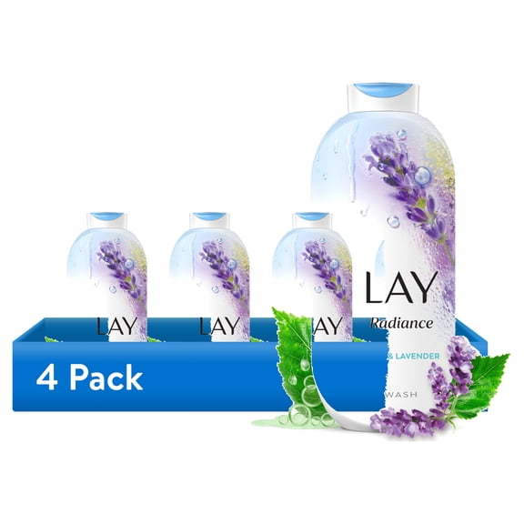 (4 pack) Olay Fresh Radiance Body Wash with Essence of Birch Water and Lavender, Vitamin B3 and Antioxidant Blend