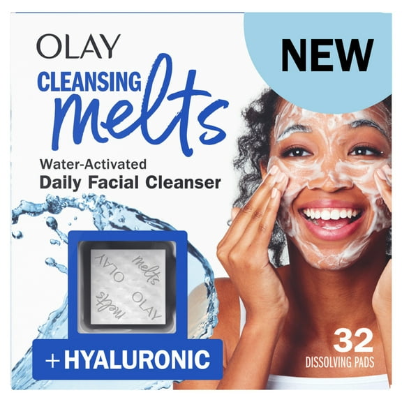 Olay Cleansing Melts + Retinol Face Cleanser, 32 count, Water-Activated Face Wash Cleans, Tones, and Refreshes Skin