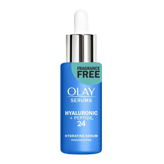 Olay Hyaluronic + Peptide 24 Face Serum, Fragrance-Free, All Skin Types. 1.3 fl oz