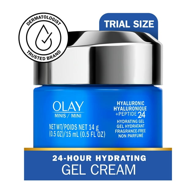 Olay Hyaluronic + Peptide 24 Gel Face Moisturizer, Trial Size, 0.5 oz