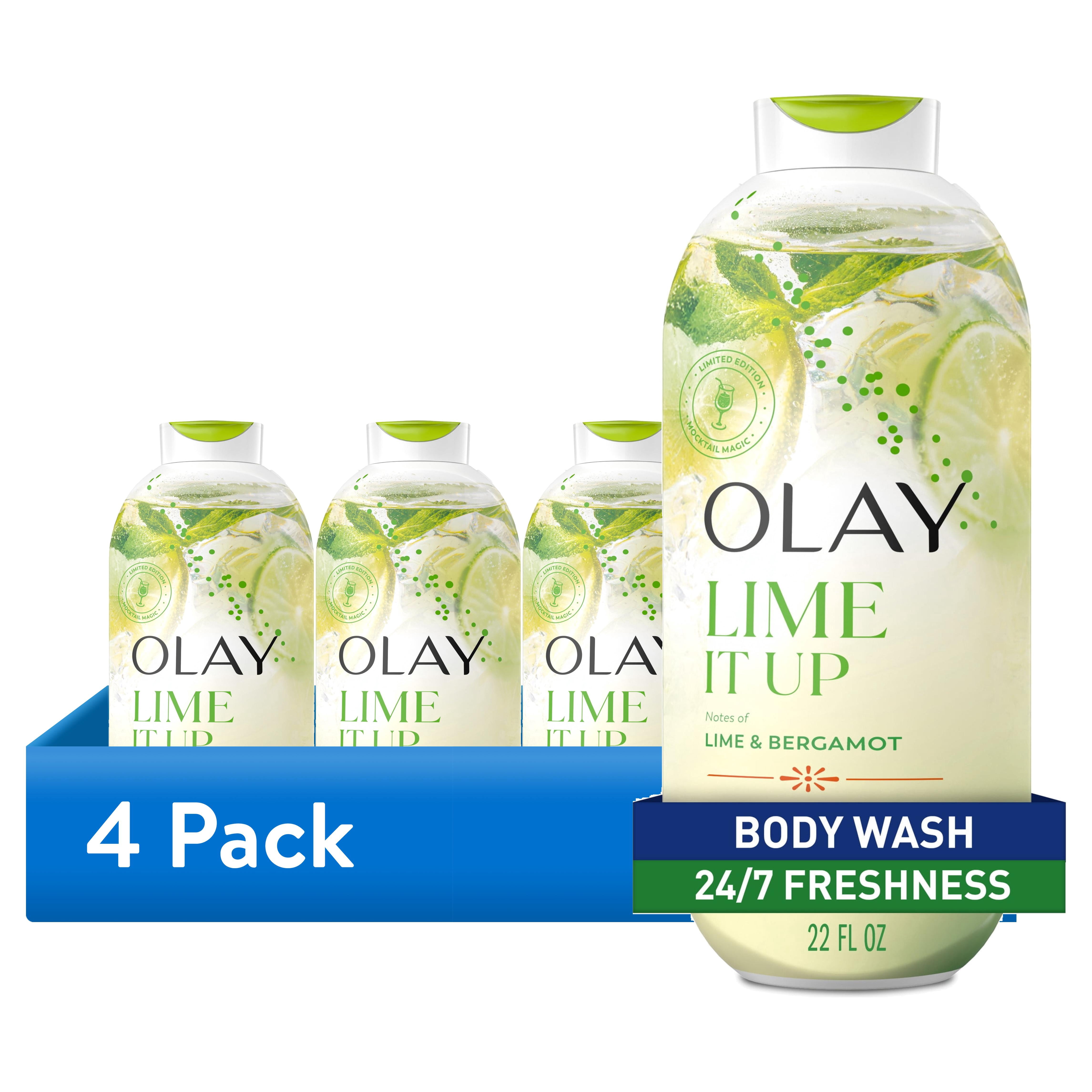 (4 pack) Olay Lime It Up Body Wash with Notes of Lime and Bergamot, Vitamin B3 and Antioxidant Blend, 22oz