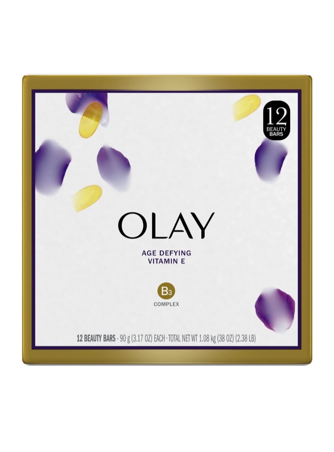 Olay Moisture Outlast Age Defying Beauty Bar, 12 Count Per Box, 38 Ounce