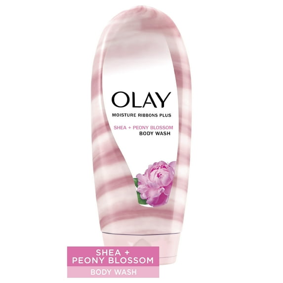 Olay Moisture Ribbons Plus Shea + Peony Blossom Body Wash, 18 fl oz
