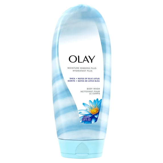 Olay Moisture Ribbons Women's Body Wash, Shea and Blue Lotus, 18 fl oz