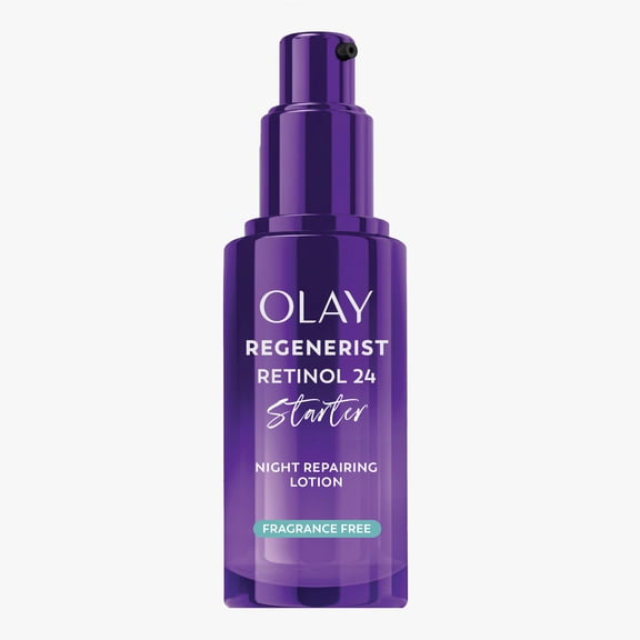 Olay Regenerist Retinol 24 Starter Night Repairing Lotion, Fragrance Free, Smooths & Evens Texture, 1.7 fl oz (50 mL)