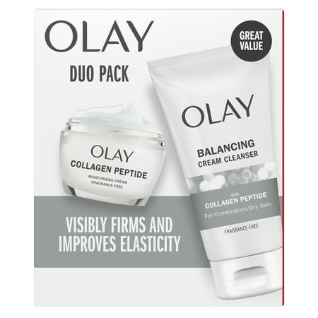 Olay Regenerist Collagen Peptide 24 Duo Pack, Everyday Care, Face Wash 5.0 fl oz, Moisturizer 1.7 oz