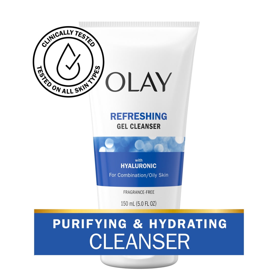 Olay Regenerist Hyaluronic + Peptide 24 Face Wash, Fragrance-Free, for All Skin Types, 5.0 oz