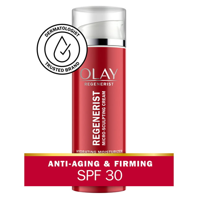 Olay Regenerist Micro-Sculpting Cream Moisturizer, SPF 30 Sun Protection for All Skin Types, 1.7 oz