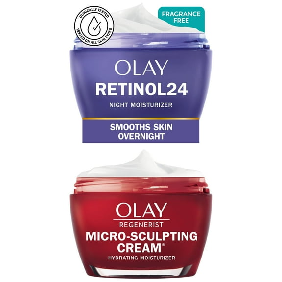 Olay Regenerist Micro-Sculpting Cream & Retinol 24 Night Cream Bundle  Advanced Anti-Aging Moisturizers