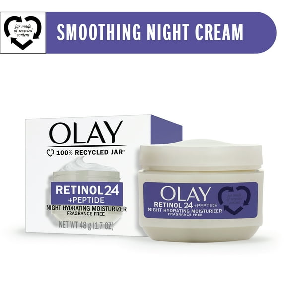 Olay Regenerist Retinol 24 Night Face Moisturizer, 100% Recycled Jar, Fragrance-Free 1.7 fl oz