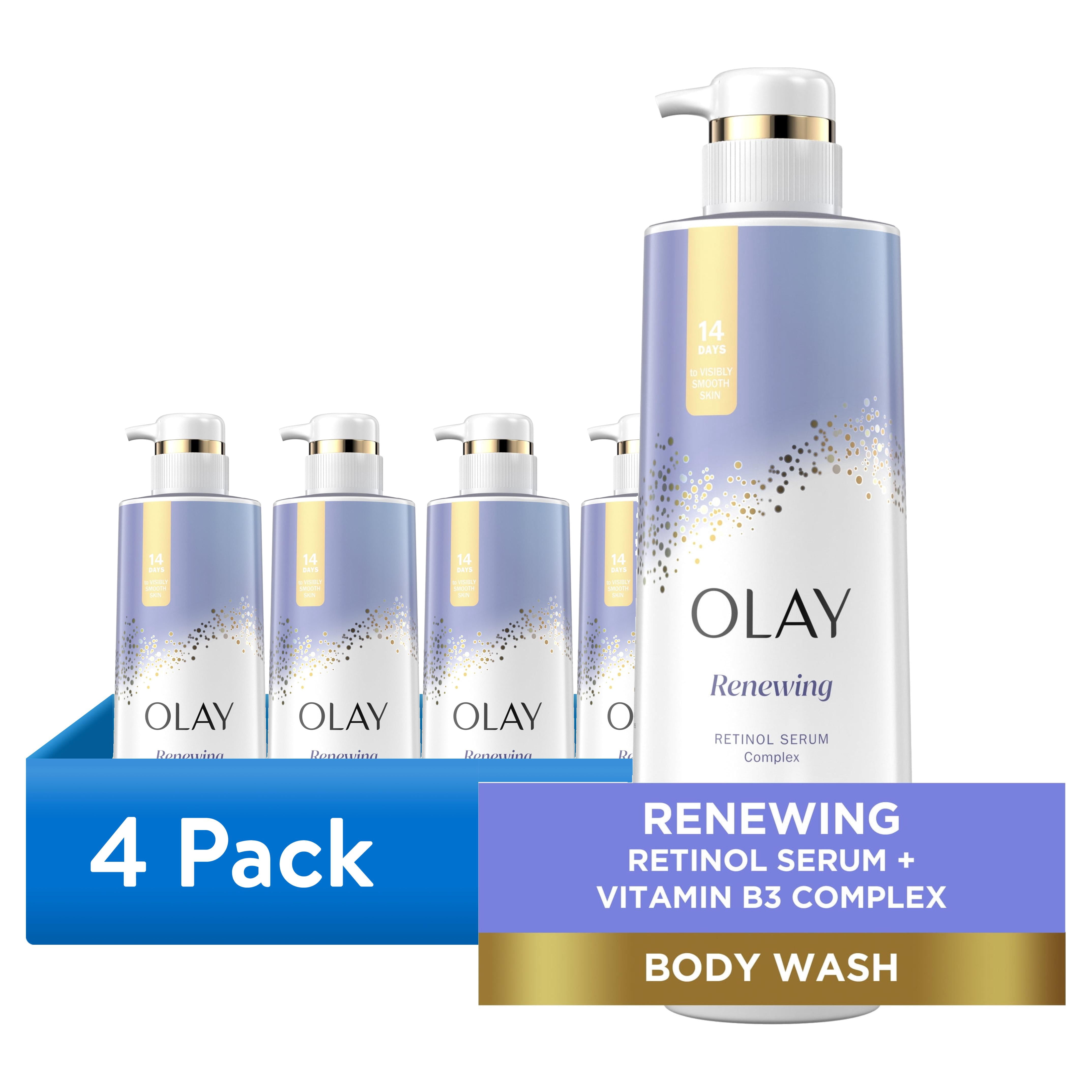 (4 pack) Olay Renewing Body Wash for Women, Nighttime, Retinol, 20 fl oz
