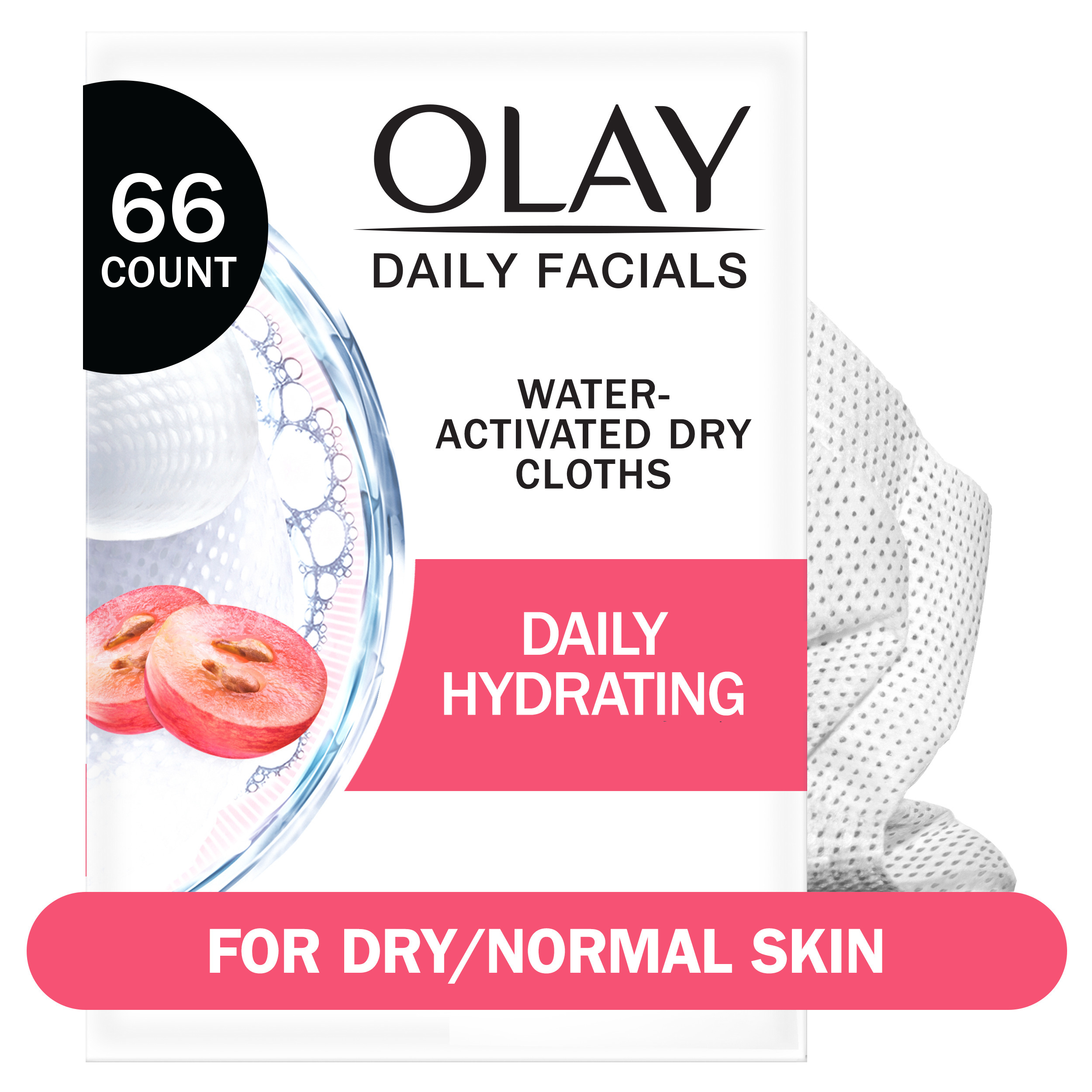 Olay Skincare Daily Hydrating Cleansing Facial Wipes, All Skin Types, Fragrance-Free, 66 Count - image 1 of 10