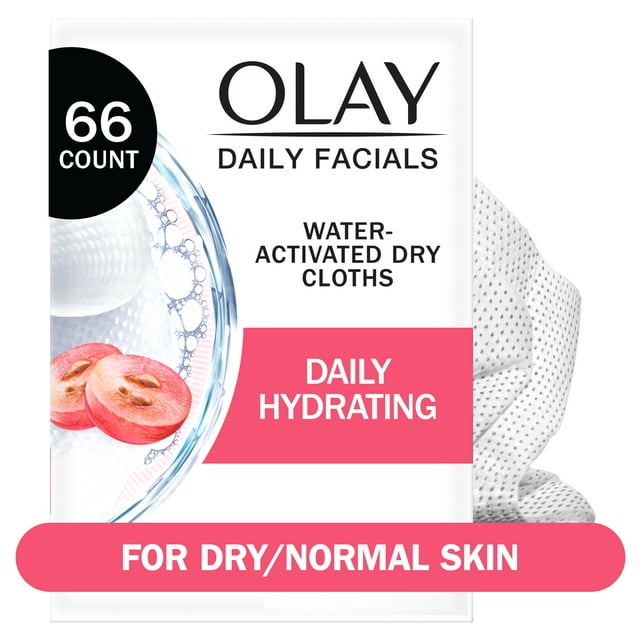 Olay Skincare Daily Hydrating Cleansing Facial Wipes, All Skin Types, Fragrance-Free, 66 Count