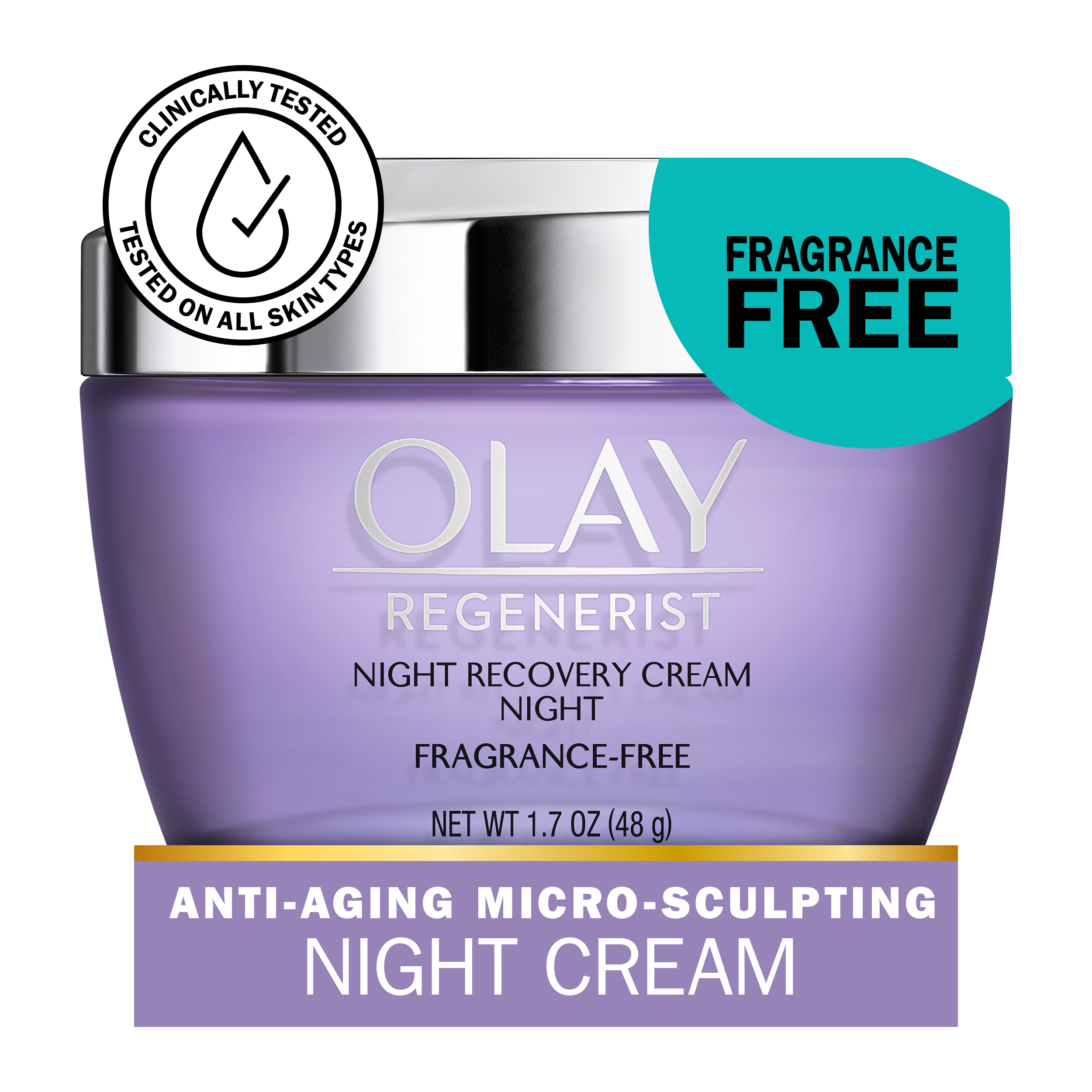 Olay Skincare Regenerist Night Recovery Anti-Aging Cream Facial Moisturizer Fragrance Free 1.7 fl oz - image 1 of 11