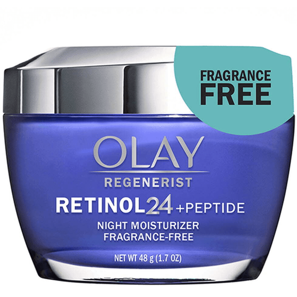 OLAY REGENERIST Retinol 24 Night Cream, Anti-Aging Moisturizer, Fragrance-Free, Non-Greasy, Triple Collagen Peptide