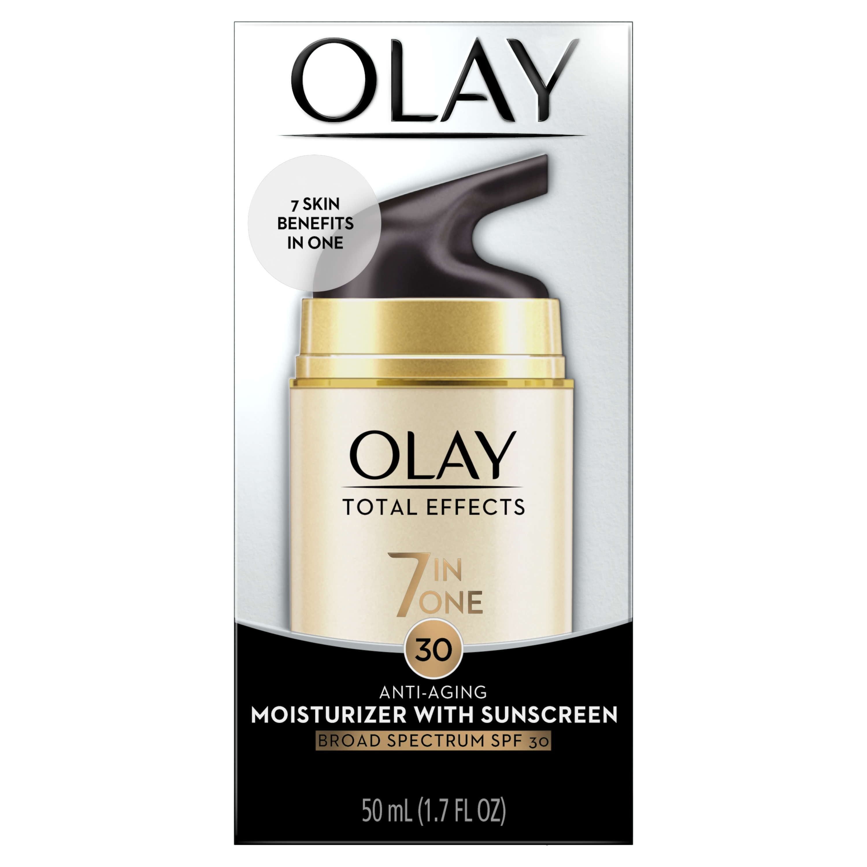 Olay Skincare Total Effects Facial Moisturizer SPF 30, Sun Protection for All Skin Types, 1.7 fl oz