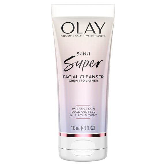 Olay Super Facial Cleanser - Advanced Deep Clean & Hydrating Formula for All Skin Types, Gently Removes Impurities & Makeup, Enhances Moisture Balance, Promotes Radiant & Smooth Skin, 4.5oz