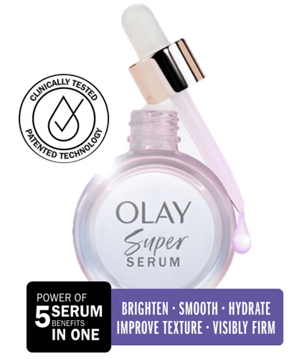 Olay Super Serum, 5-in-1 Skin Enhancing Face Serum, 1.0 oz, For Brightening Dull or Dry Skin