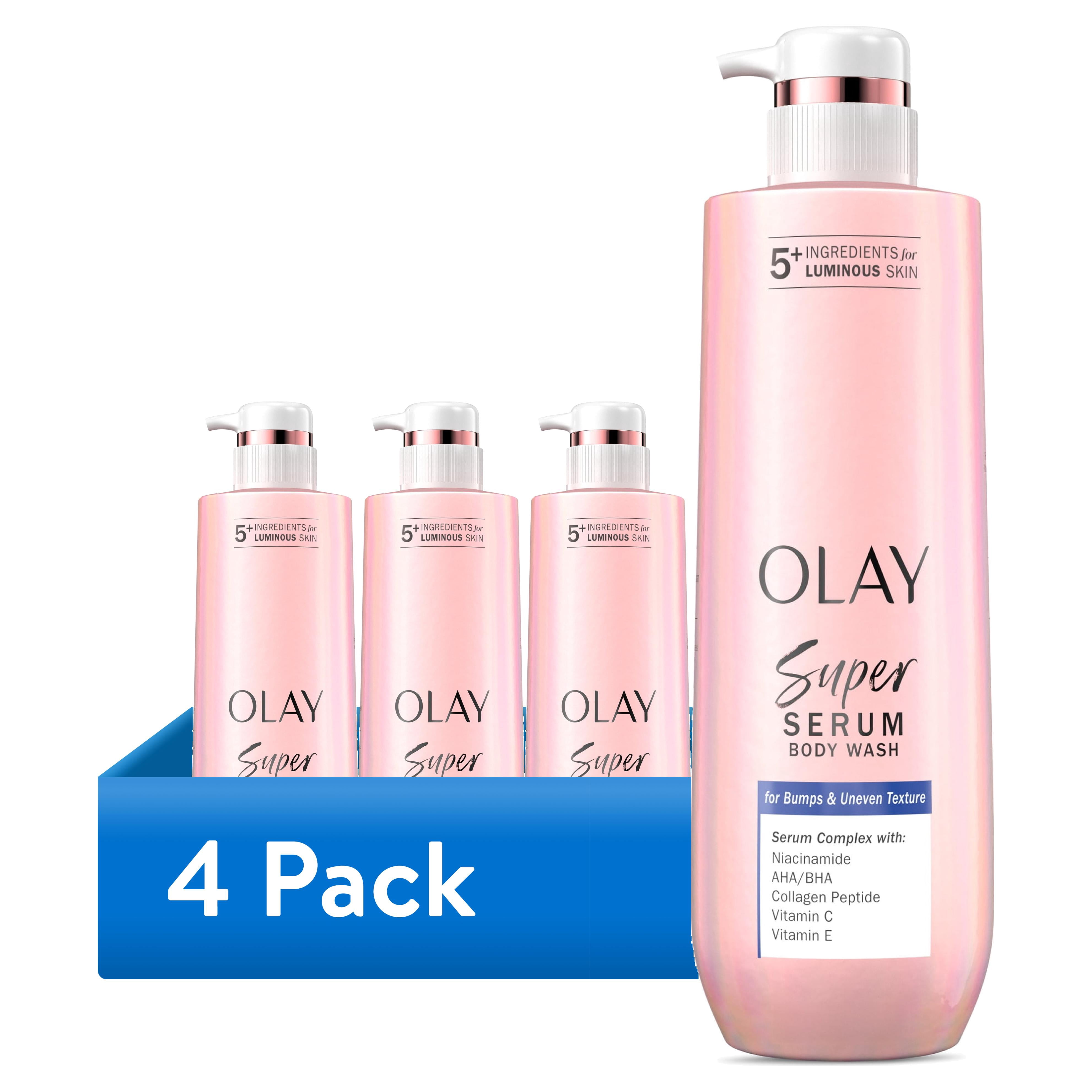 (4 pack) Olay Super Serum Body Wash for Bumps & Uneven Textured Skin, 20oz, Serum Complex for Luminous Skin
