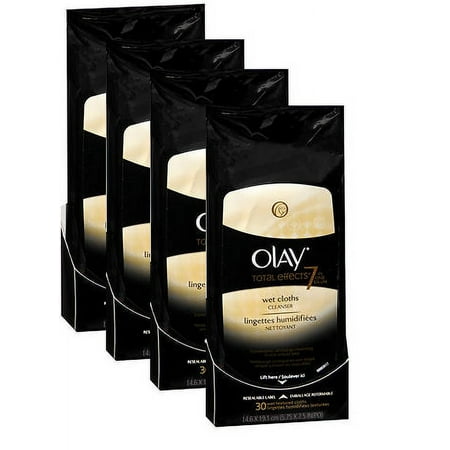 Olay Total Effects Age Defying Wet Cleansing Cloths, 30 Count pack of 4