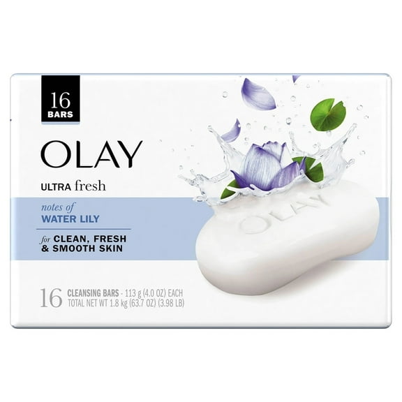 Olay Ultra Fresh Cleansing Bar Soap, Water Lily, 4 Ounce (Pack of 16)