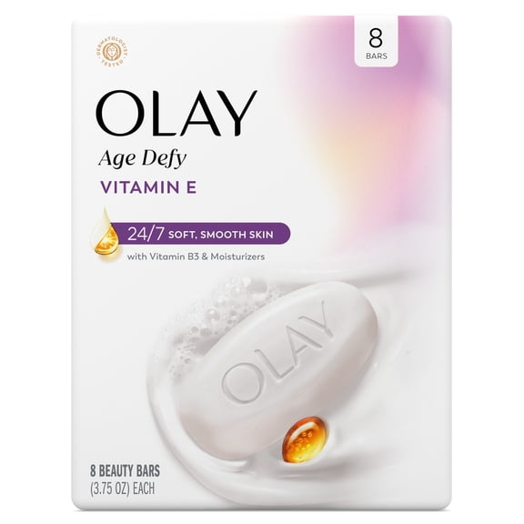Olay Ultra Moisture Age Defy Beauty Bar with Vitamin E, Vitamin B3 and Moisturizers, 4/8ct/ 3.75oz