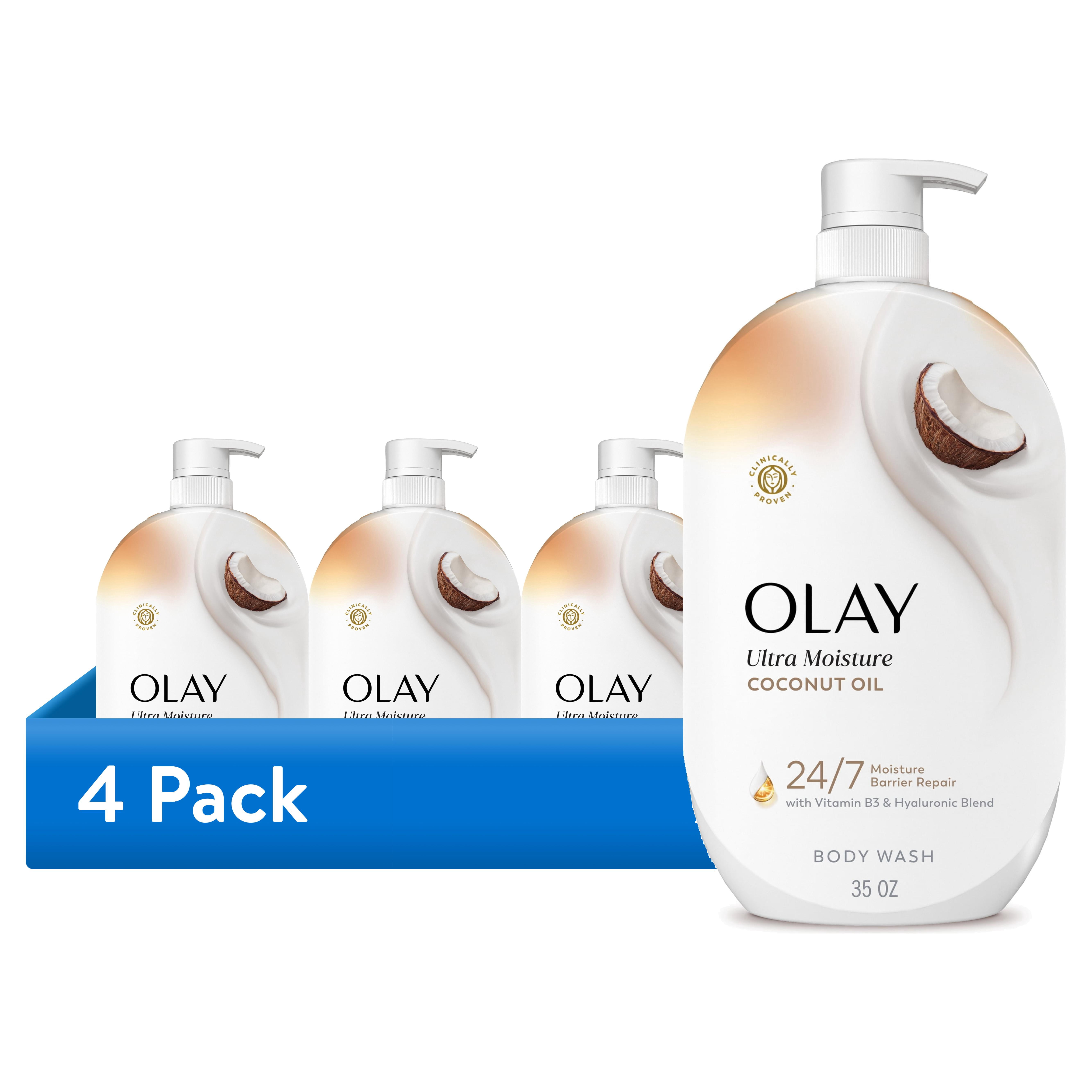(4 pack) Olay Ultra Moisture Body Wash with Coconut Oil, Vitamin B3 and Hyaluronic Blend, 35oz