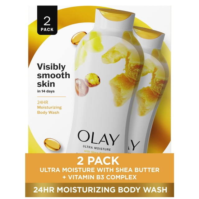 Olay Ultra Moisture Body Wash with Shea Butter, 22 fl oz, Pack of 2