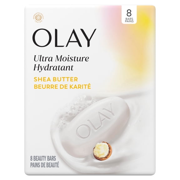 Olay Ultra Moisture Shea Butter Beauty Bar with Vitamin B3 and Moisturizers, 8 Count/ 3.75oz