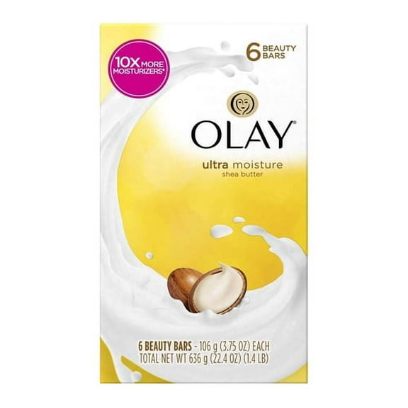 Olay Ultra Moisture Shea Butter Beauty Bar, 3.75 Oz, 6 Bars, 3 Pack