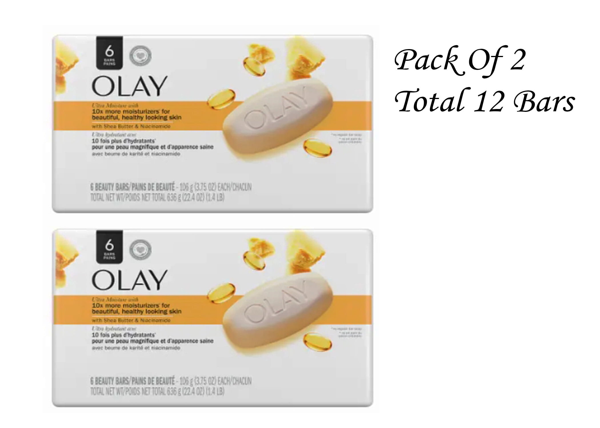 Olay Ultra Moisture Shea Butter Beauty Bar with Vitamin B3 Complex (Pack Of 2)