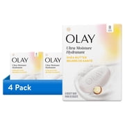 4 pack Olay Beauty Bar Soap, Ultra Moisture Shea Butter with Vitamin B3 and Moisturizers, 3.75 oz 8 Bars