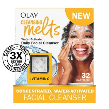 Olay Vitamin C Cleansing Melts Facial Cleanser, Foaming Face Wash for All Skin Types, 32 Count