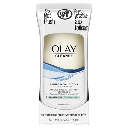 Olay Wet Cleansing Cloths Gentle Clean, Sensitive/Fragrance-Free 30 Ea (Pack Of 2)