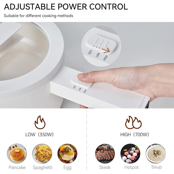 Olayks Hot Pot Electric with Steamer, 1.5L Ceramic Glaze Non-stick Portable Pot & Travel Steamer for Clothes