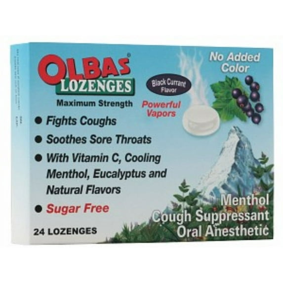 Olbas Max Strength Sugar Free Cough Lozenges, Black Currant 24 ct, 6-Pack