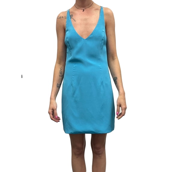 Olcay Gulsen Women's Strappy Mini Dress 1098, X-Small Blue