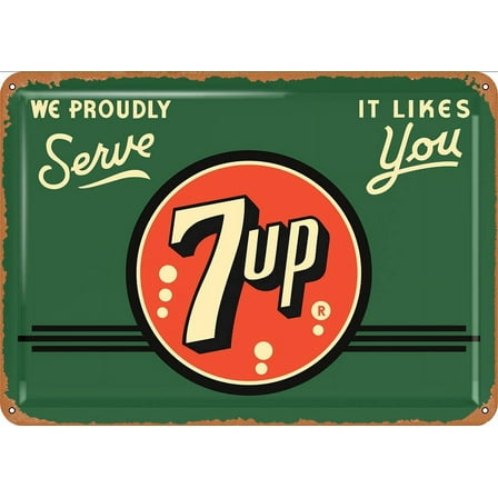 Old 7up Sign 6 - Retro Metal Tin Sign Vintage Plaque Poster for Home Kitchen Bar Coffee Shop 12x8 Inch