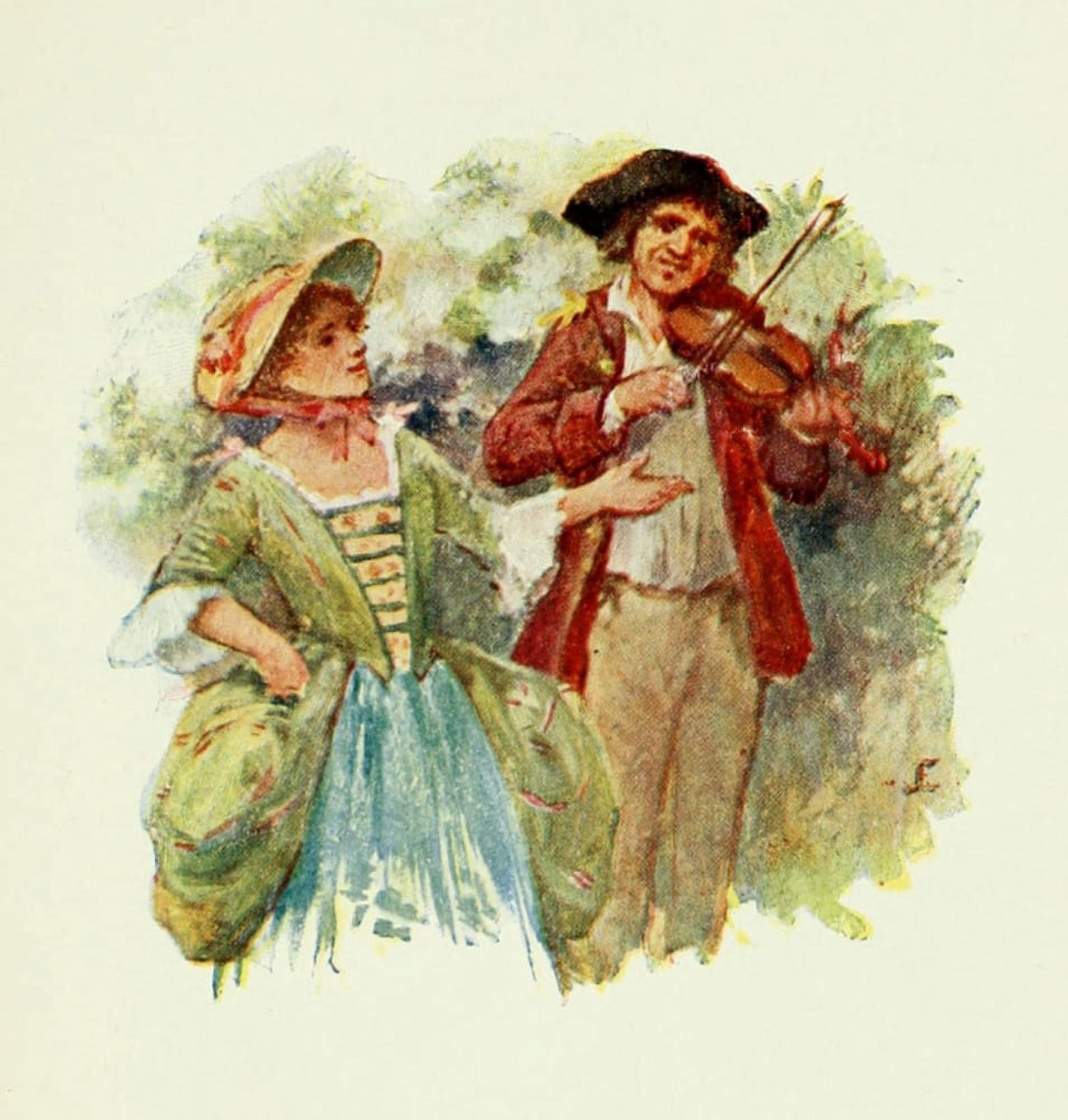 Old Ballads 1906 Couple with Violin Canvas Art - John Eyre (18 x 24)
