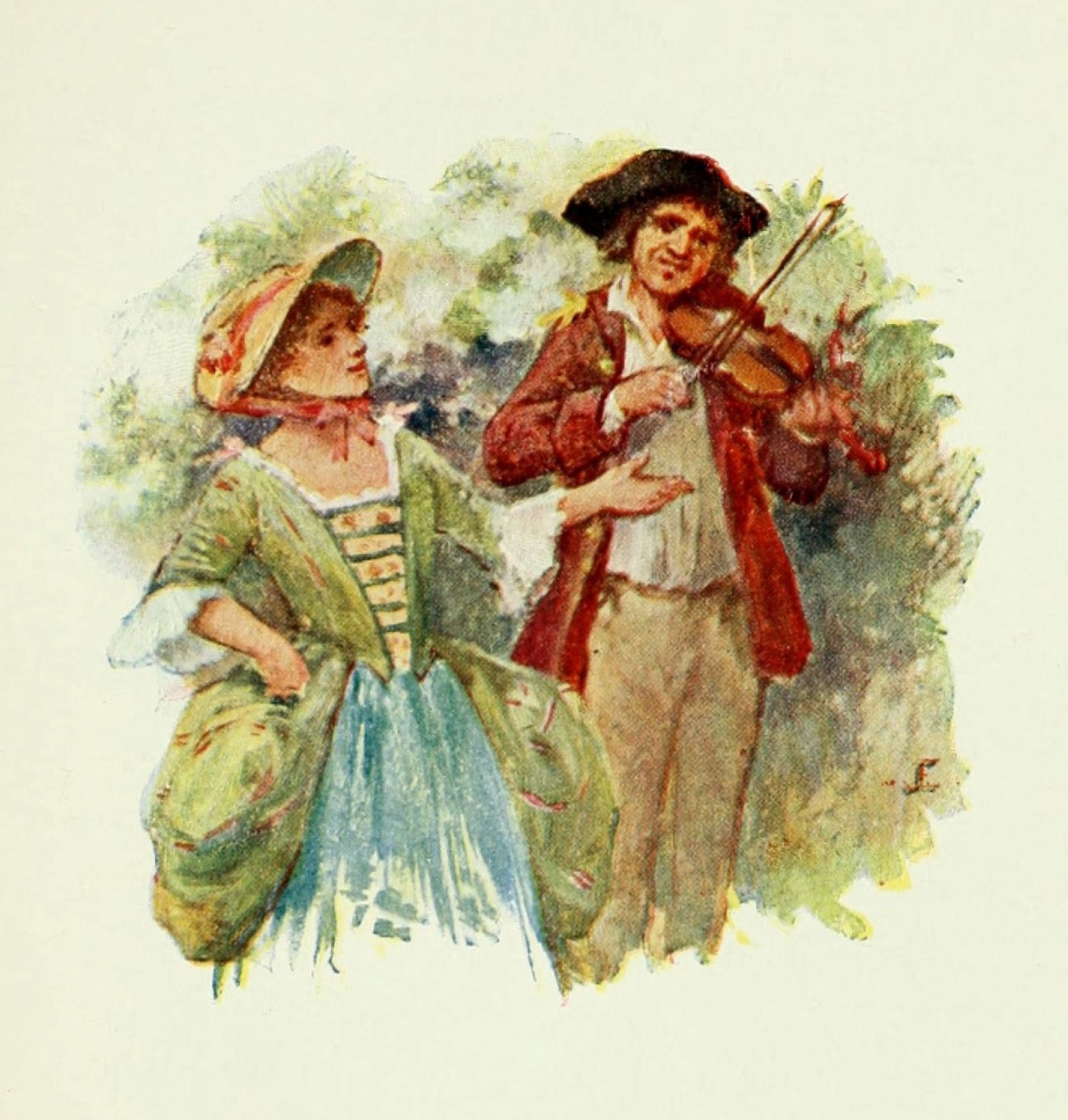 Old Ballads 1906 Couple with Violin Canvas Art - John Eyre (24 x 36)