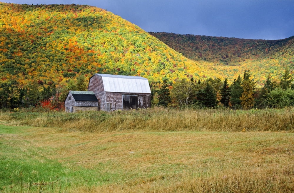 Old Barn In The Fall Nova Scotia Canada Canvas Art - Bilderbuch Design Pics (18 x 11)