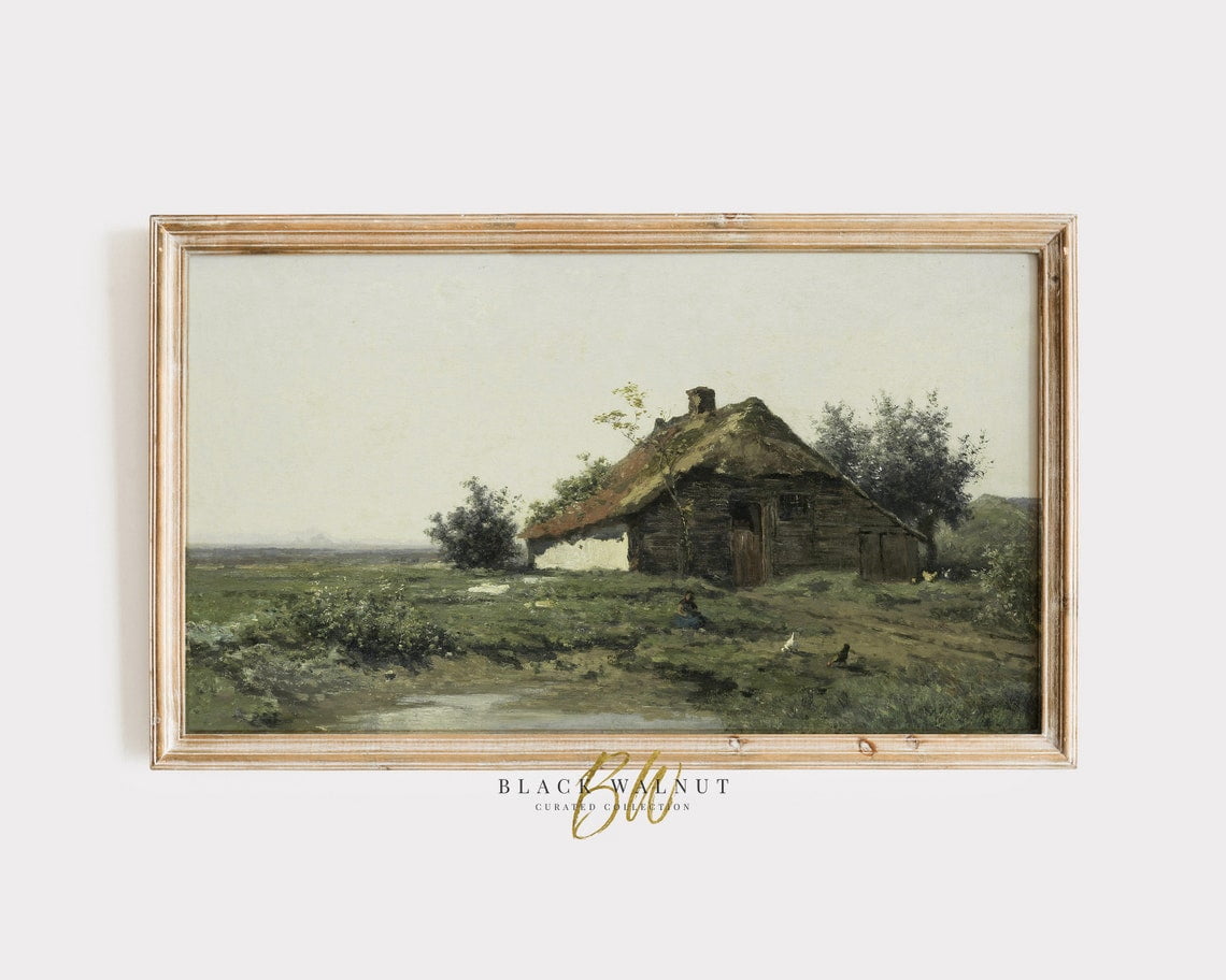 Barn Secene Old Barn Wall Art Print, Vintage French Farmhouse, Moody Farm Scene ...