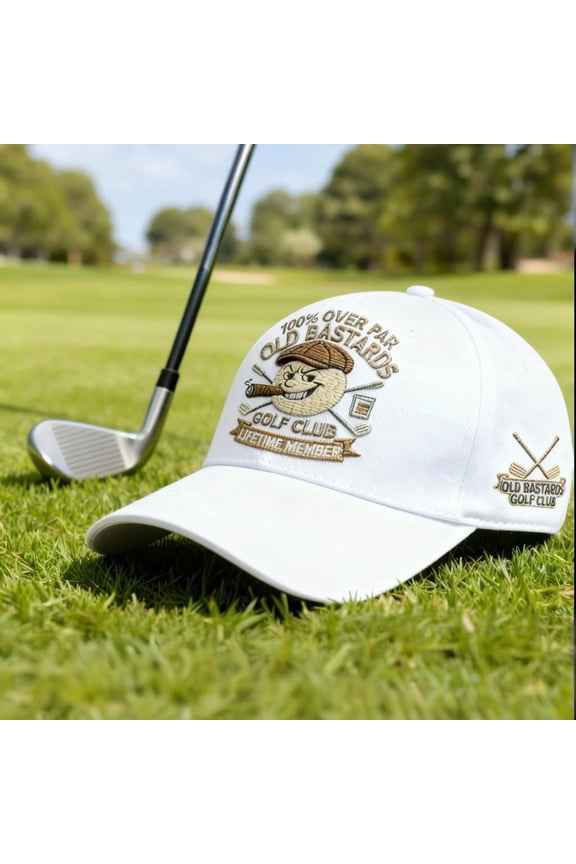 Old Bastards Golf Club Baseball Cap, Over Par Lifetime Member,Adjustable Distressed Old Bastards Golf Club Hat (B)