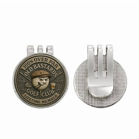Old Bastards Golf Club Hat Clip | Humorous Golf Ball Marker Holder with Vintage Style Design | Durable Metal Construction for Golf Accessories