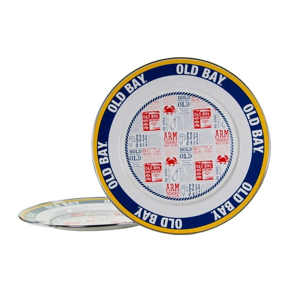 Old Bay Pattern - Set of 2 - 12.5 inch Chargers - Golden Rabbit Enamelware