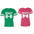 thumbnail image 1 of Old Beast Beauty Matching Couple Cotton Jerseys (Men Green / Women Pink) (Men L / Women L), 1 of 3