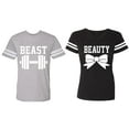 thumbnail image 1 of Old Beast Beauty Matching Couple Cotton Jerseys (Men Heather / Women Black) (Men L / Women XL), 1 of 3