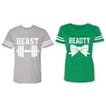 thumbnail image 1 of Old Beast Beauty Matching Couple Cotton Jerseys (Men Heather / Women Green) (Men L / Women XXL), 1 of 3