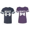 thumbnail image 1 of Old Beast Beauty Matching Couple Cotton Jerseys (Men Navy / Women Purple) (Men L / Women L), 1 of 3